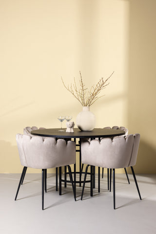 Venture Home Copenhagen Matbord - Svart / Svart Faner +Limhamn Stol - Svart / Beige Sammet _4
