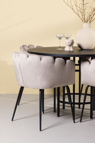 Venture Home Copenhagen Matbord - Svart / Svart Faner +Limhamn Stol - Svart / Beige Sammet _4