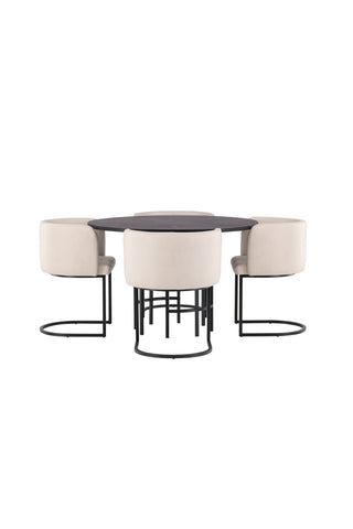 Venture Home Copenhagen Matbord - Svart / Svart Faner +Simrishman Matstol - Svart / Beige TC-tyg _4