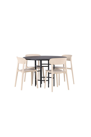 Venture Home Köpenhamn Matbord - Svart / Svart Faner +Åstol Matstol - Natur Träplastkomposit _4