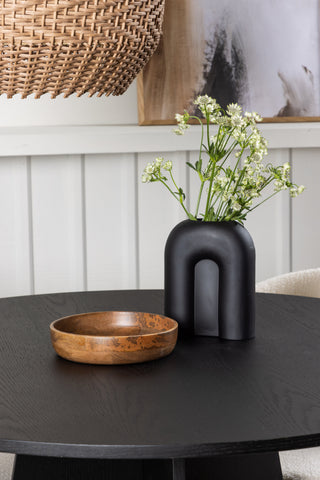 Venture Home Bootcut Runt matbord - Svart / Svart Fanéer +Chico Matstol - Svart / Vit Boucle _4