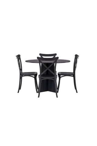 Venture Home Bootcut Runt Matbord - Svart / Svart Fanéer +Crosett Matstol - Mattsvart / Mattsvart Plast _4