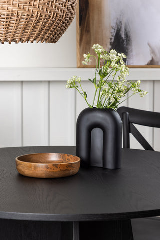 Venture Home Bootcut Runt Matbord - Svart / Svart Fanéer +Crosett Matstol - Mattsvart / Mattsvart Plast _4