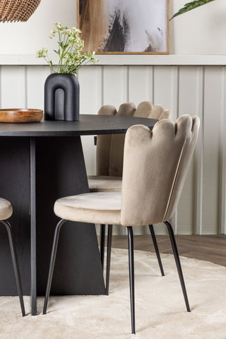 Venture Home Bootcut Runt Matbord - Svart / Svart Fanéer +Limhamn Light Chair - Svart / Beige Sammet _4