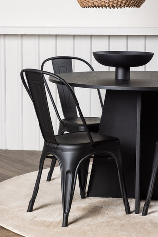 Venture Home Bootcut Runt Matbord - Svart / Svart Fanéer +Tempe Matstol - Mattsvart / Metall _4