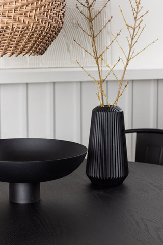 Venture Home Bootcut Runt Matbord - Svart / Svart Fanéer +Tempe Matstol - Mattsvart / Metall _4