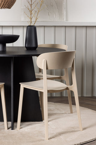 Venture Home Bootcut Runt Matbord - Svart / Svart Fanéer +Åstol Matstol - Natur Träplastkomposit _4