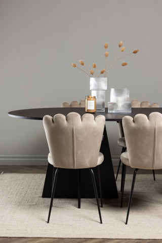 Venture Home Bootcut Ovalt matbord - Svart / Svart Fanéer +Limhamn Light Chair - Svart / Beige sammet _6