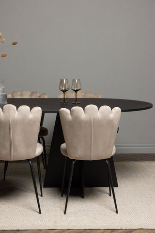 Venture Home Bootcut Ovalt matbord - Svart / Svart Fanéer +Limhamn Light Chair - Svart / Beige sammet _6