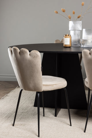 Venture Home Bootcut Ovalt matbord - Svart / Svart Fanéer +Limhamn Light Chair - Svart / Beige sammet _6