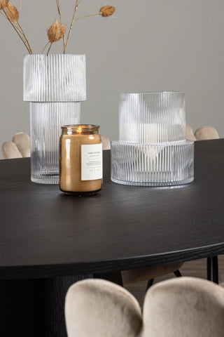 Venture Home Bootcut Ovalt matbord - Svart / Svart Fanéer +Limhamn Light Chair - Svart / Beige sammet _6