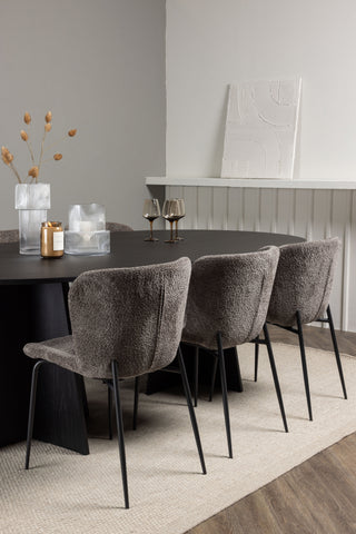 Venture Home Bootcut Ovalt matbord - Svart / Svart Fanéer + Modesto Matstol - Grå / Rökt Svart Boucle _6