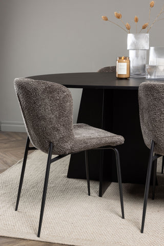 Venture Home Bootcut Ovalt matbord - Svart / Svart Fanéer + Modesto Matstol - Grå / Rökt Svart Boucle _6