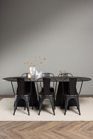 Venture Home Bootcut Ovalt matbord - Svart / Svart Fanéer +Tempe Matstol - Mattsvart / Metall _4