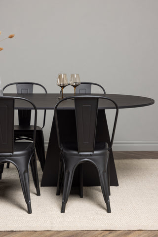 Venture Home Bootcut Ovalt matbord - Svart / Svart Fanéer +Tempe Matstol - Mattsvart / Metall _4