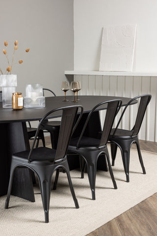 Venture Home Bootcut Ovalt matbord - Svart / Svart Fanéer +Tempe Matstol - Mattsvart / Metall _4