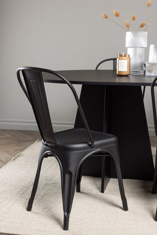 Venture Home Bootcut Ovalt matbord - Svart / Svart Fanéer +Tempe Matstol - Mattsvart / Metall _4