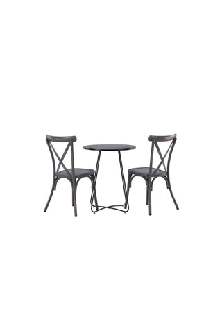 Venture Home Bacong Cafetable Steel - Svart / Rund ø60** +Tablas Matstol Aluminium - Svart / _2