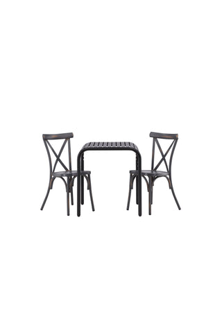 Venture Home Borneo Cafetable Aluminium - Svart / Kvadrat 70*70* +Tablas Matstol Aluminium - Svart / _2