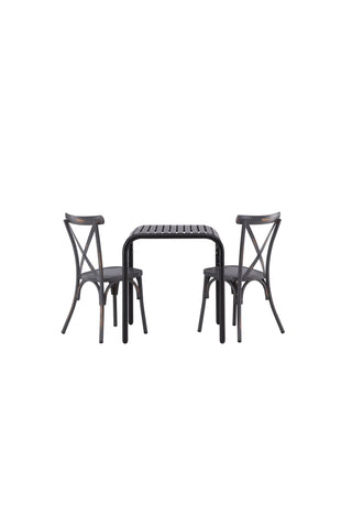 Venture Home Borneo Cafetable Aluminium - Svart / Kvadrat 70*70* +Tablas Matstol Aluminium - Svart / _2