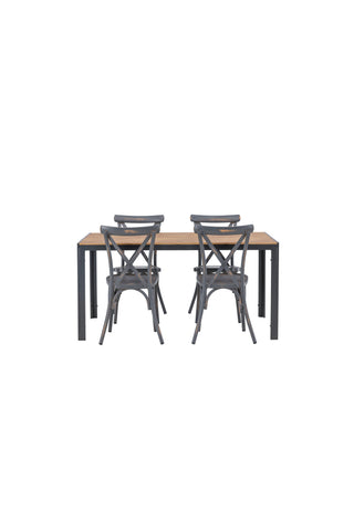 Venture Home Break Matbord Alumnium - Svart / Natur Rektangulär 90*150* +Tablas Matstol Aluminium - Svart / _4