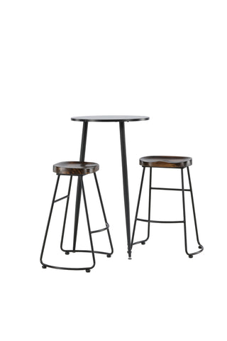 Venture Home Plaza Barbord - Svart / Svart Mdf +Ozark Barstol - Zinklook / Mörk valnötsträ _2