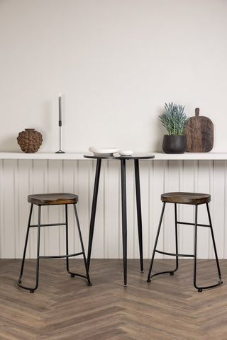 Venture Home Plaza Barbord - Svart / Svart Mdf +Ozark Barstol - Zinklook / Mörk valnötsträ _2