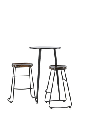 Venture Home Plaza Barbord - Svart / Svart Mdf +Ozark Barstol - Zinklook / Mörk valnötsträ _2