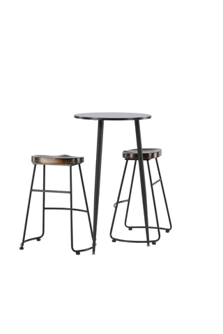 Venture Home Plaza Barbord - Svart / Svart Mdf +Ozark Barstol - Zinklook / Mörk valnötsträ _2