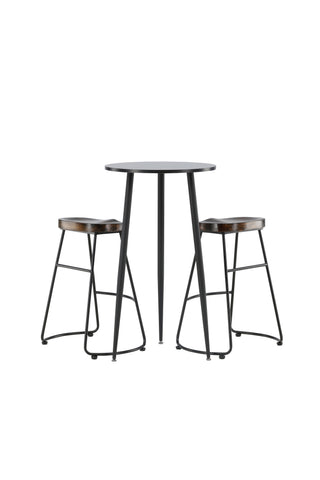 Venture Home Plaza Barbord - Svart / Svart Mdf +Ozark Barstol - Zinklook / Mörk valnötsträ _2