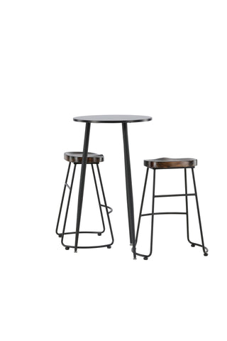Venture Home Plaza Barbord - Svart / Svart Mdf +Ozark Barstol - Zinklook / Mörk valnötsträ _2