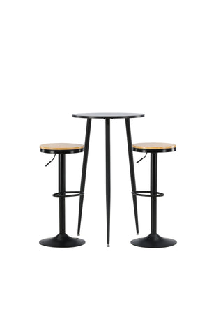 Venture Home Plaza Barbord - Svart / Svart Mdf +Conway Barstol - Svart / Oaklook MDF _2
