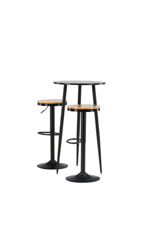 Venture Home Plaza Barbord - Svart / Svart Mdf +Conway Barstol - Svart / Oaklook MDF _2