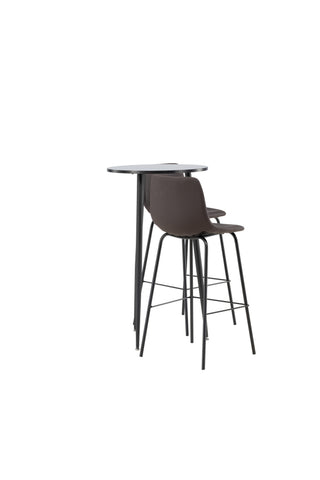 Venture Home Plaza Barbord - Svart / Svart Mdf +Alexi Barstol - Mattsvart / Mörkbrun PU _2