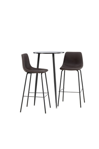 Venture Home Plaza Barbord - Svart / Svart Mdf +Alexi Barstol - Mattsvart / Mörkbrun PU _2