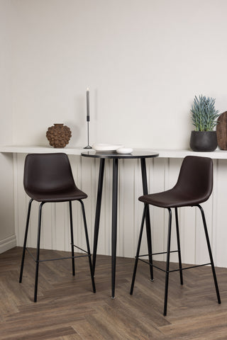 Venture Home Plaza Barbord - Svart / Svart Mdf +Alexi Barstol - Mattsvart / Mörkbrun PU _2