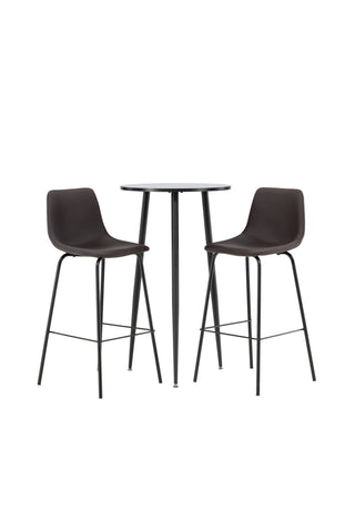 Venture Home Plaza Barbord - Svart / Svart Mdf +Alexi Barstol - Mattsvart / Mörkbrun PU _2