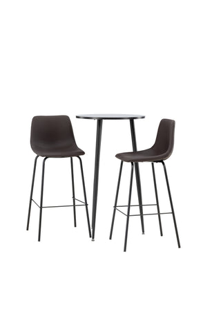 Venture Home Plaza Barbord - Svart / Svart Mdf +Alexi Barstol - Mattsvart / Mörkbrun PU _2