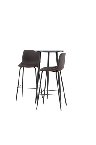Venture Home Plaza Barbord - Svart / Svart Mdf +Alexi Barstol - Mattsvart / Mörkbrun PU _2