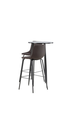 Venture Home Plaza Barbord - Svart / Svart Mdf +Alexi Barstol - Mattsvart / Mörkbrun PU _2