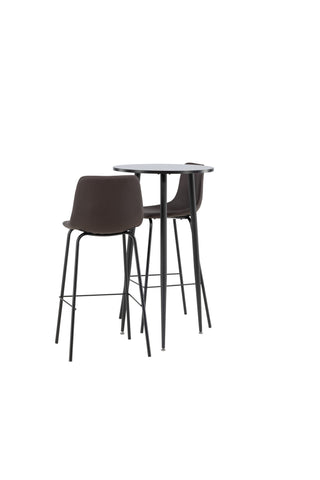 Venture Home Plaza Barbord - Svart / Svart Mdf +Alexi Barstol - Mattsvart / Mörkbrun PU _2