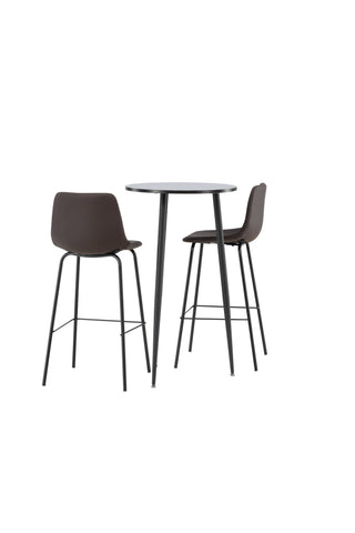 Venture Home Plaza Barbord - Svart / Svart Mdf +Alexi Barstol - Mattsvart / Mörkbrun PU _2