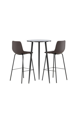 Venture Home Plaza Barbord - Svart / Svart Mdf +Alexi Barstol - Mattsvart / Mörkbrun PU _2