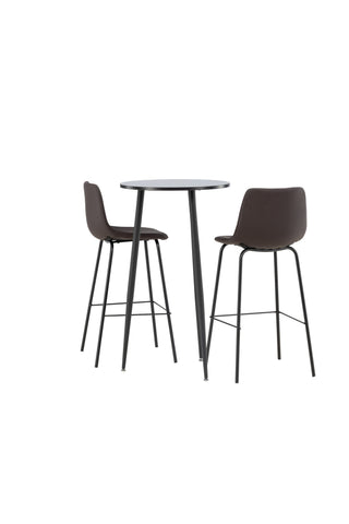 Venture Home Plaza Barbord - Svart / Svart Mdf +Alexi Barstol - Mattsvart / Mörkbrun PU _2