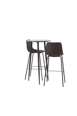 Venture Home Plaza Barbord - Svart / Svart Mdf +Alexi Barstol - Mattsvart / Mörkbrun PU _2