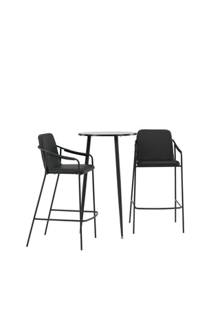 Venture Home Plaza Barbord - Svart / Svart Mdf +Bella Barstol - Svart / Svart PU _2
