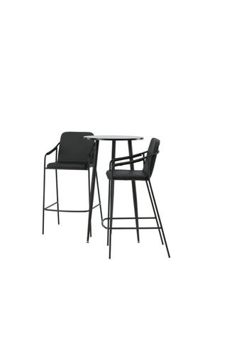 Venture Home Plaza Barbord - Svart / Svart Mdf +Bella Barstol - Svart / Svart PU _2
