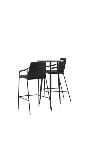 Venture Home Plaza Barbord - Svart / Svart Mdf +Bella Barstol - Svart / Svart PU _2