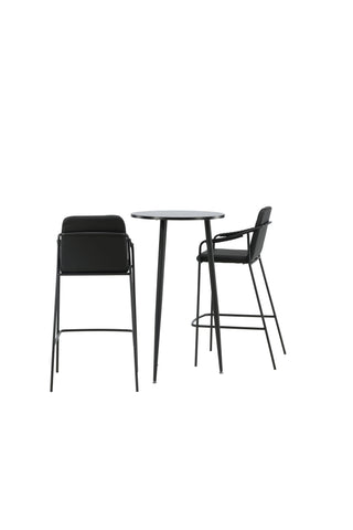 Venture Home Plaza Barbord - Svart / Svart Mdf +Bella Barstol - Svart / Svart PU _2