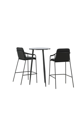 Venture Home Plaza Barbord - Svart / Svart Mdf +Bella Barstol - Svart / Svart PU _2